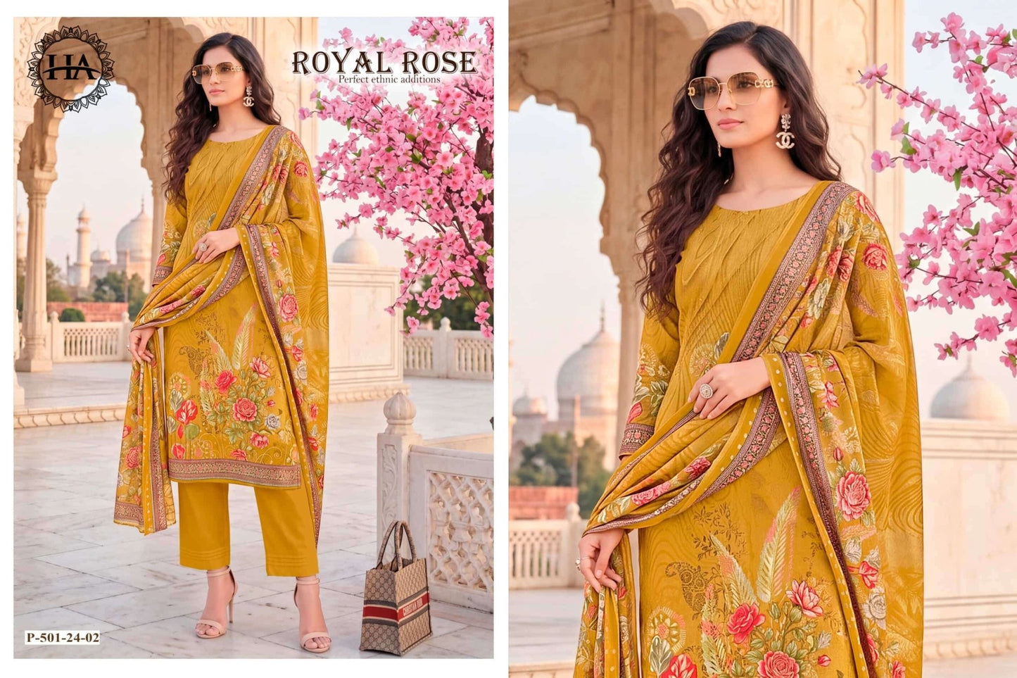 Harshit Royal Rose Pure Jam Designer Printed Dress Material - Amrah Wholesale