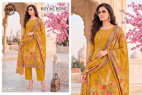 Harshit Royal Rose Pure Jam Designer Printed Dress Material - Amrah Wholesale