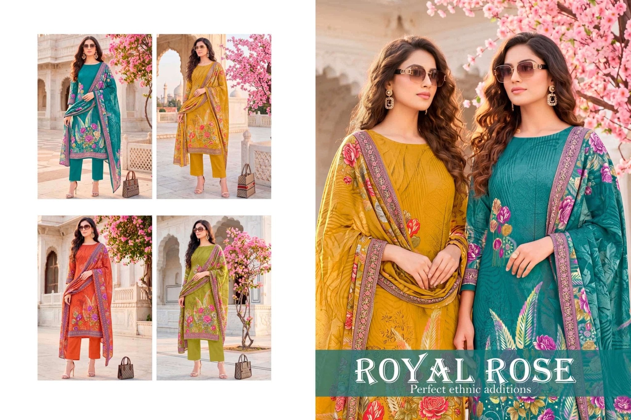 Harshit Royal Rose Pure Jam Designer Printed Dress Material - Amrah Wholesale