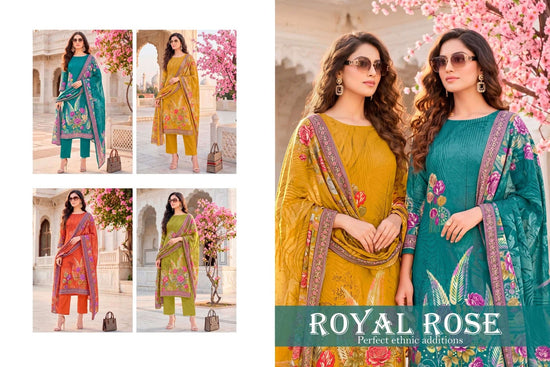 Harshit Royal Rose Pure Jam Designer Printed Dress Material - Amrah Wholesale