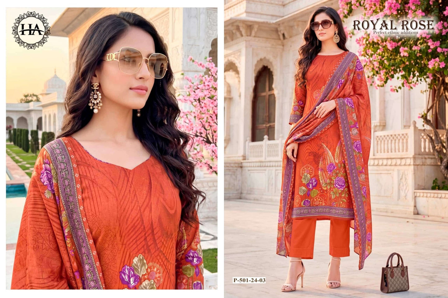 Harshit Royal Rose Pure Jam Designer Printed Dress Material - Amrah Wholesale