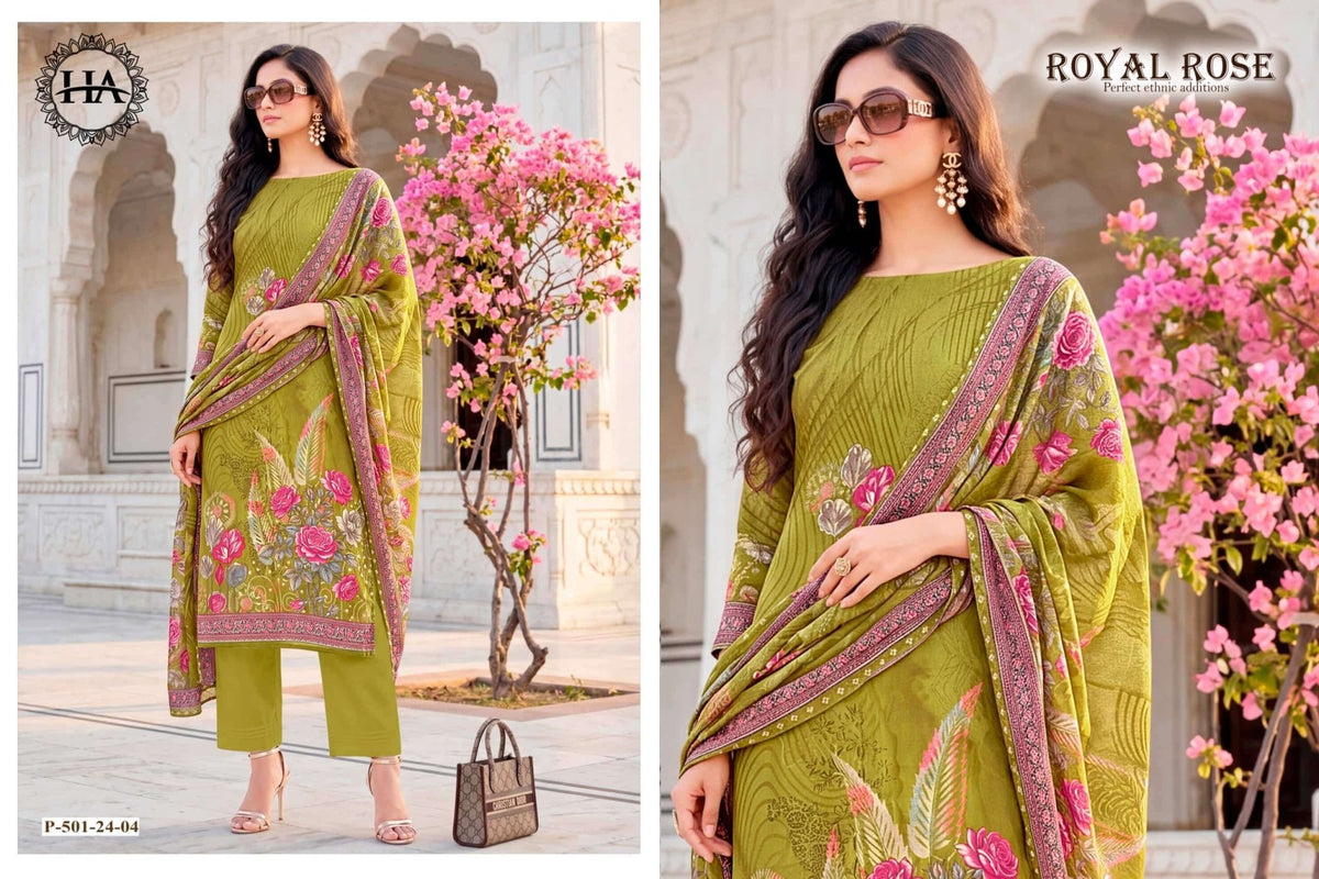 Harshit Royal Rose Pure Jam Designer Printed Dress Material - Amrah Wholesale