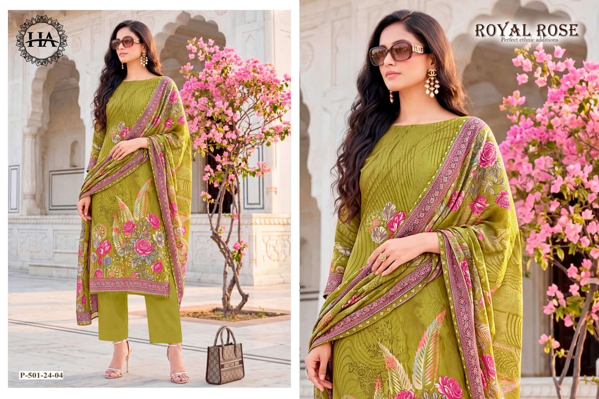 Harshit Royal Rose Pure Jam Designer Printed Dress Material - Amrah Wholesale