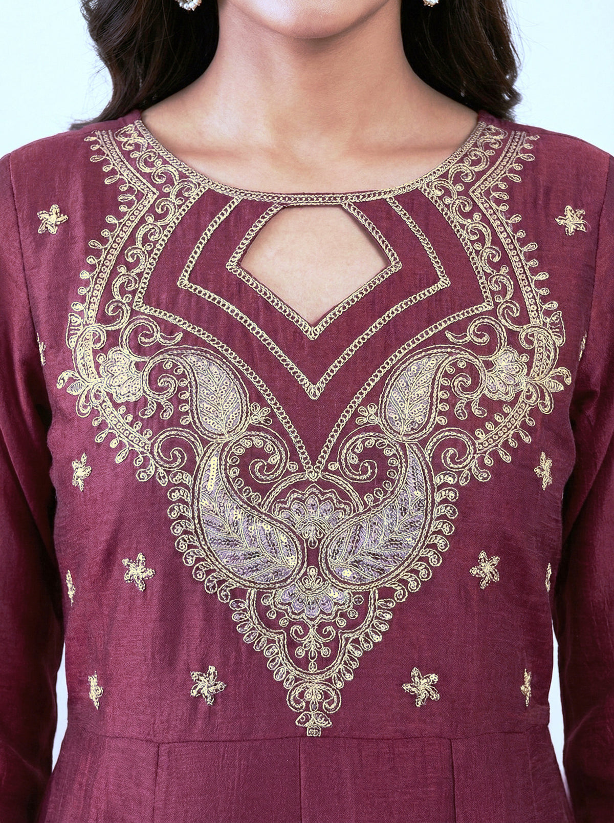 Amrah Wholesale Harshita 01 CP Vichitra Embroidered Kurti Pant Dupatta Set