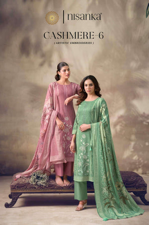 Hermitage Cashmere Vol 6 Pure Viscose Lawn Dress Material - Amrah Wholesale