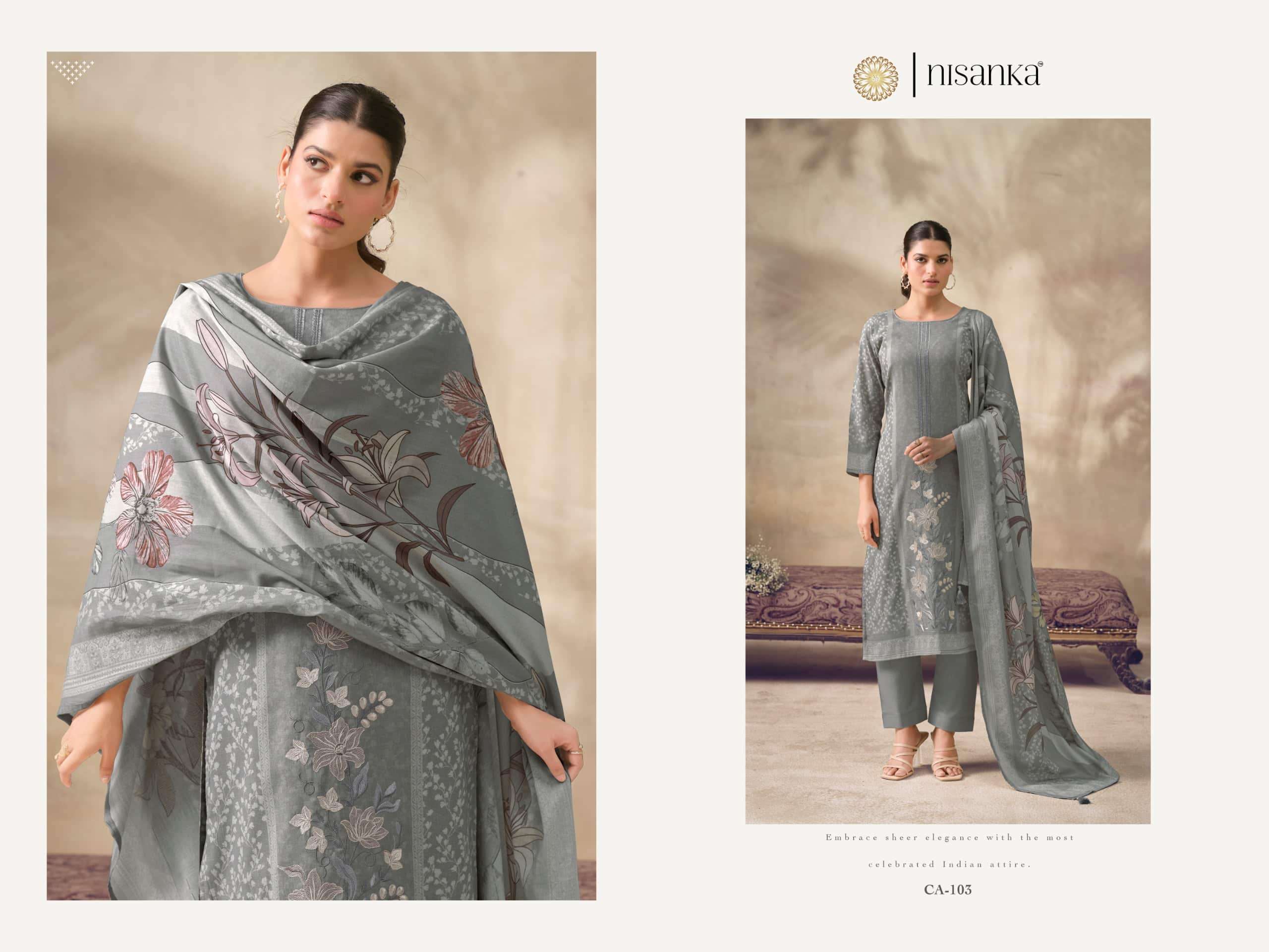 Hermitage Cashmere Vol 6 Pure Viscose Lawn Dress Material