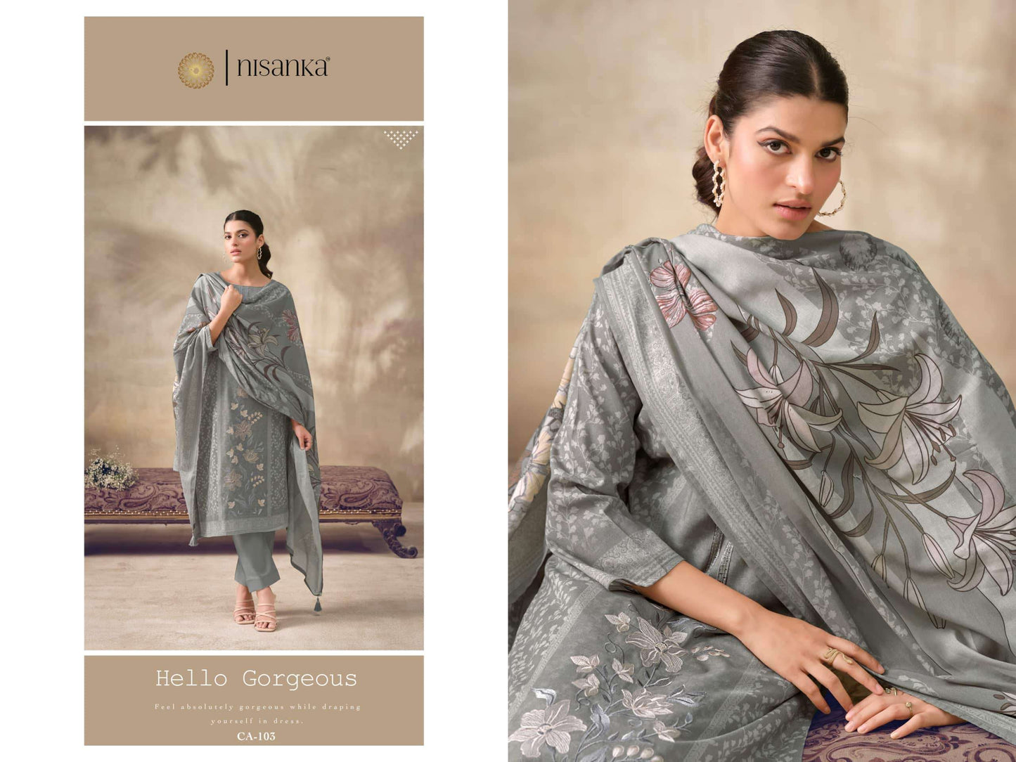 Hermitage Cashmere Vol 6 Pure Viscose Lawn Dress Material
