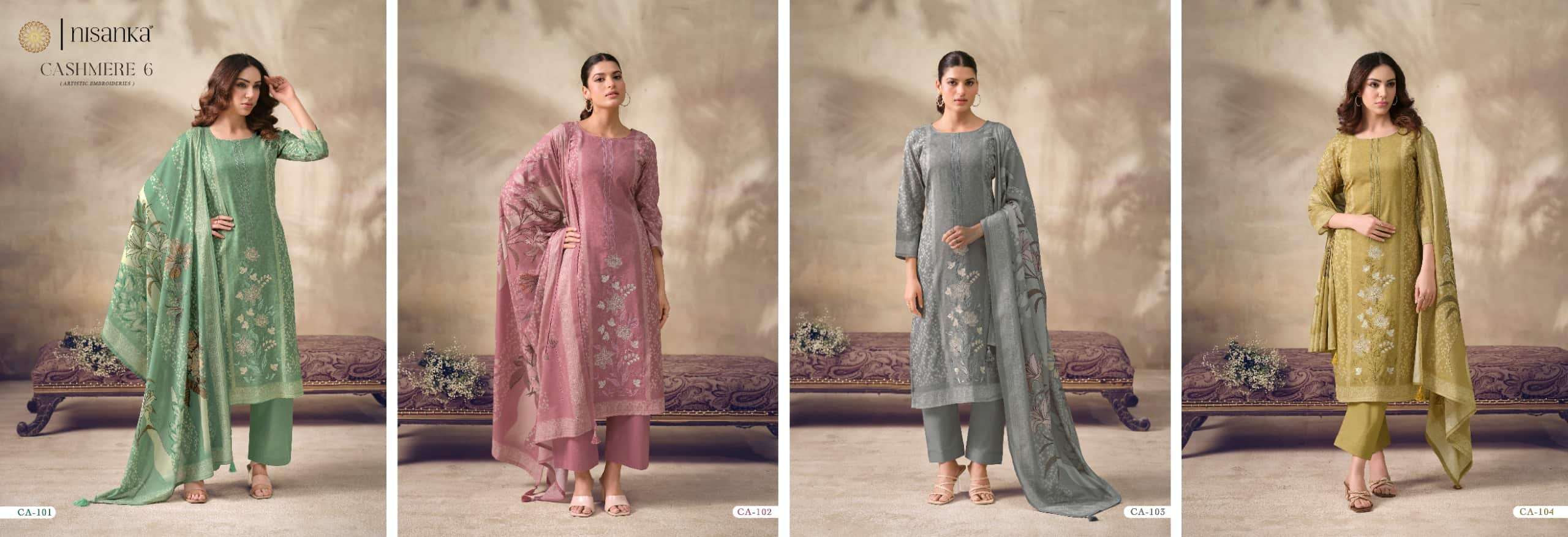 Hermitage Cashmere Vol 6 Pure Viscose Lawn Dress Material
