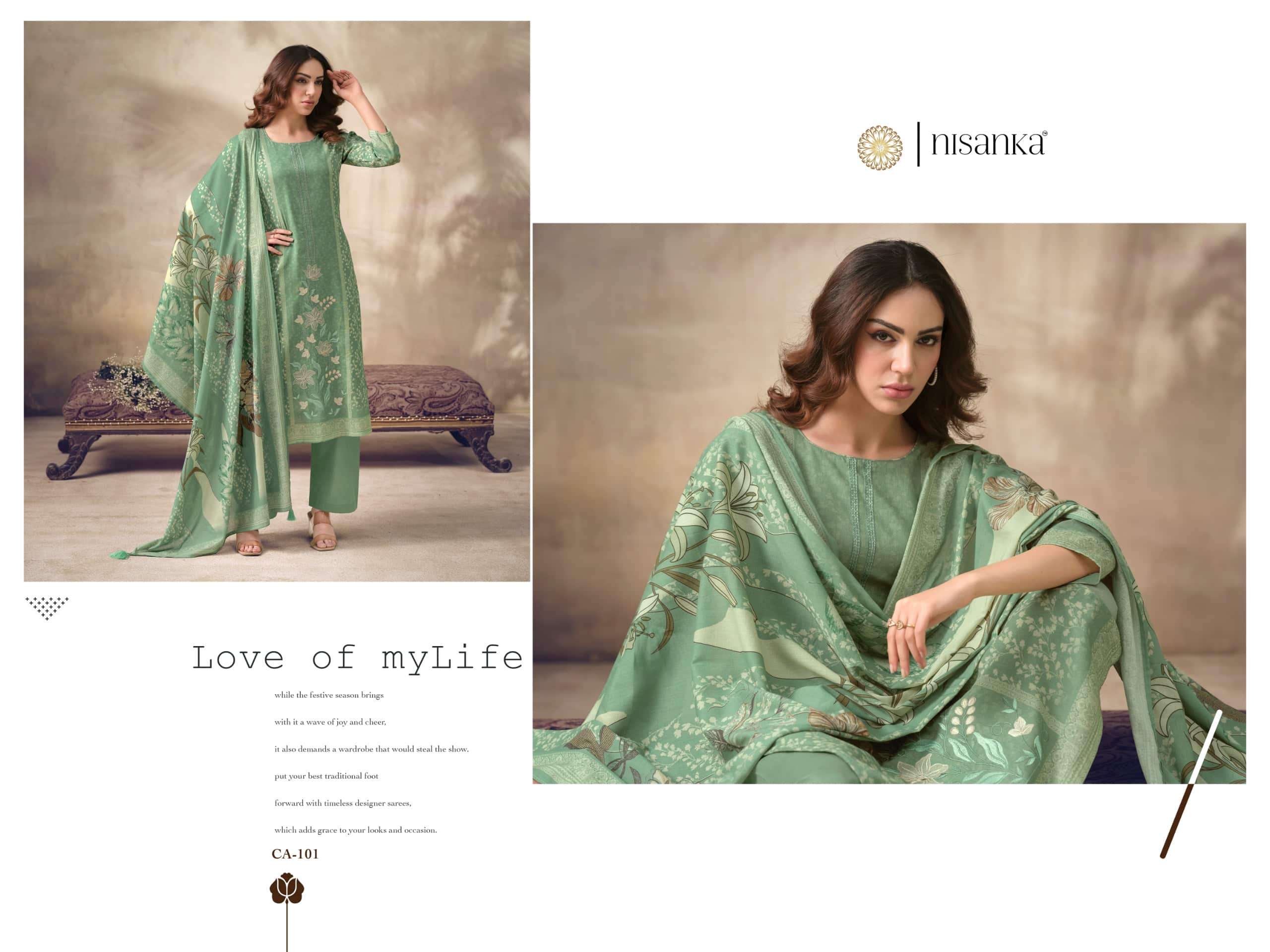 Hermitage Cashmere Vol 6 Pure Viscose Lawn Dress Material