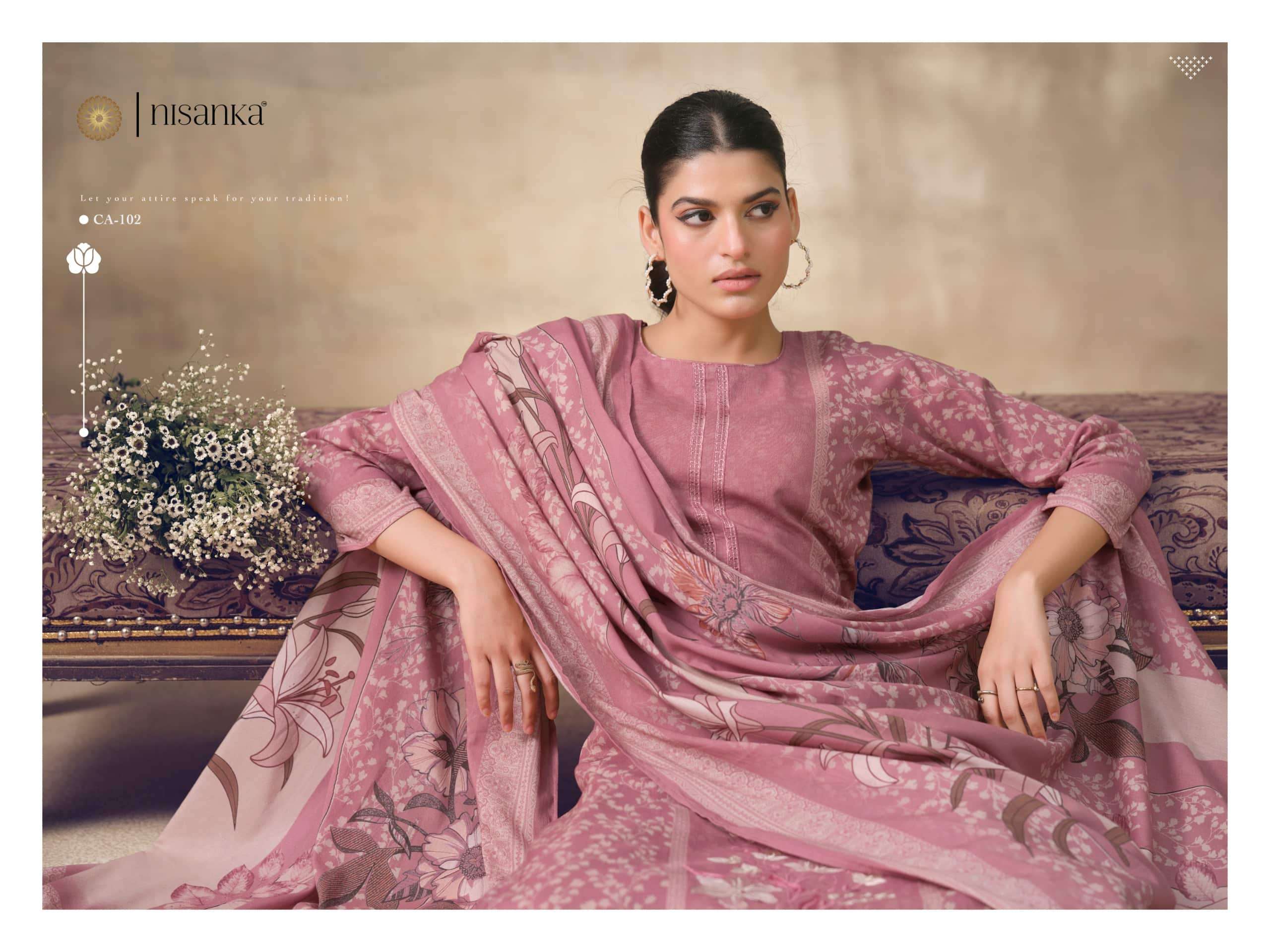 Hermitage Cashmere Vol 6 Pure Viscose Lawn Dress Material