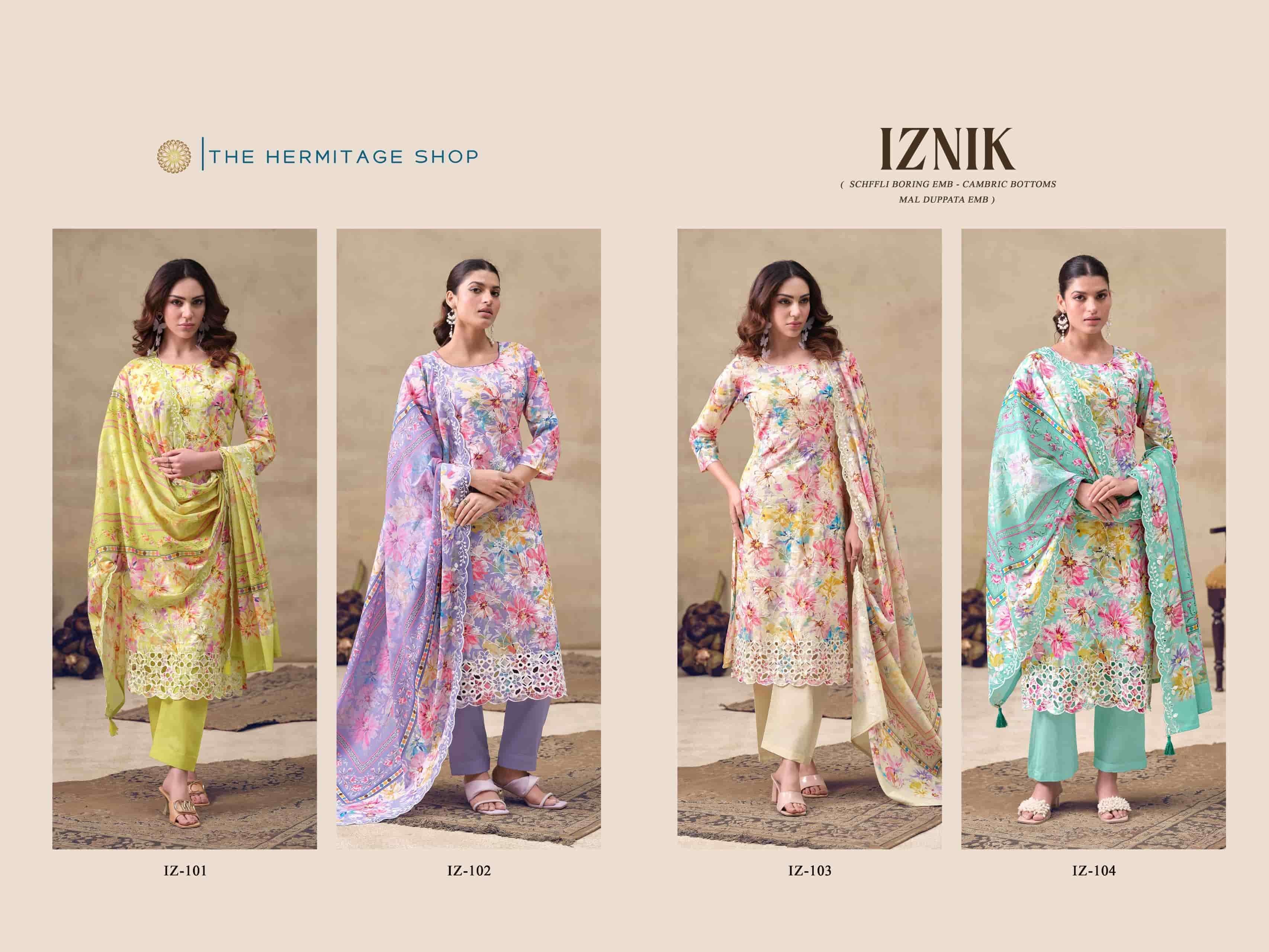 The Hermitage Shop Iznik Cotton Chikankari Dress Material