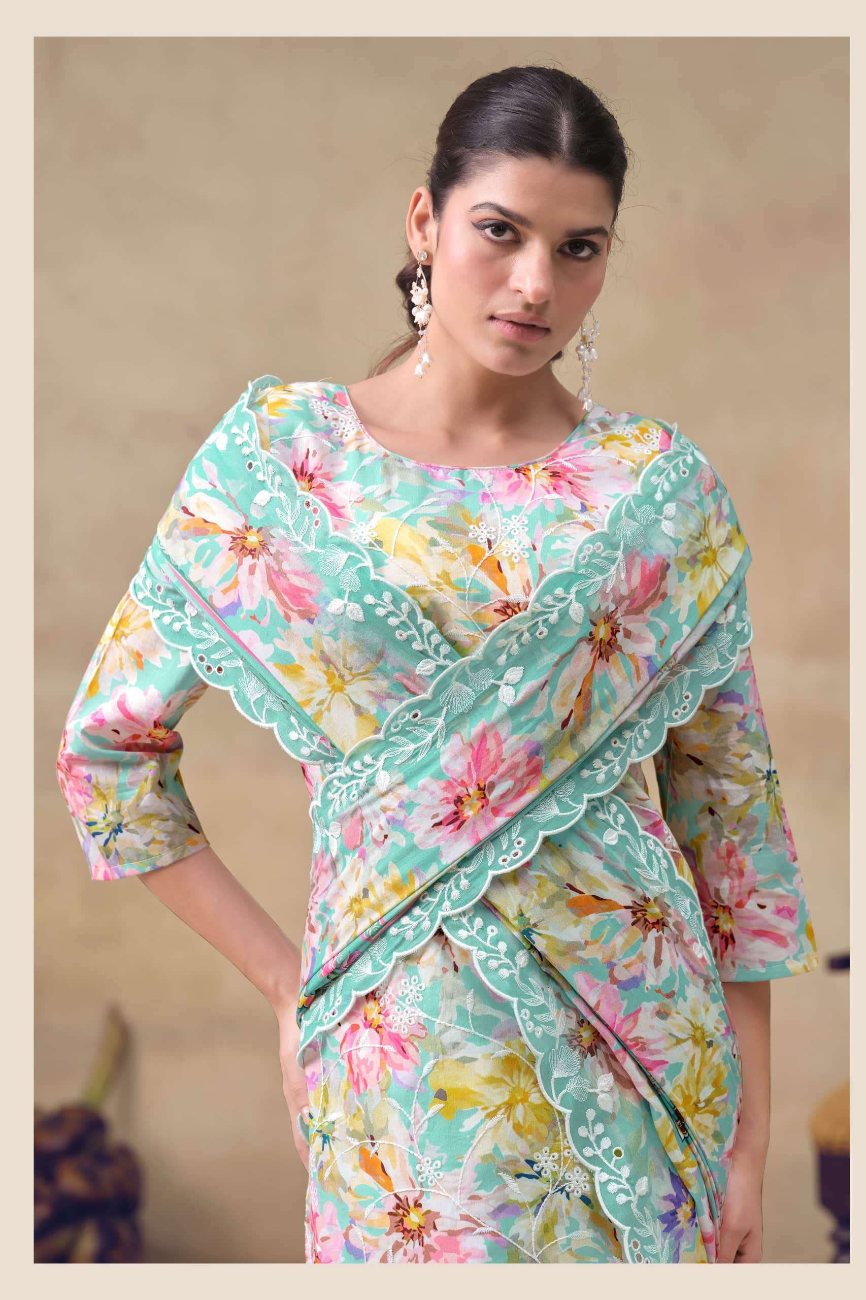 The Hermitage Shop Iznik Cotton Chikankari Dress Material