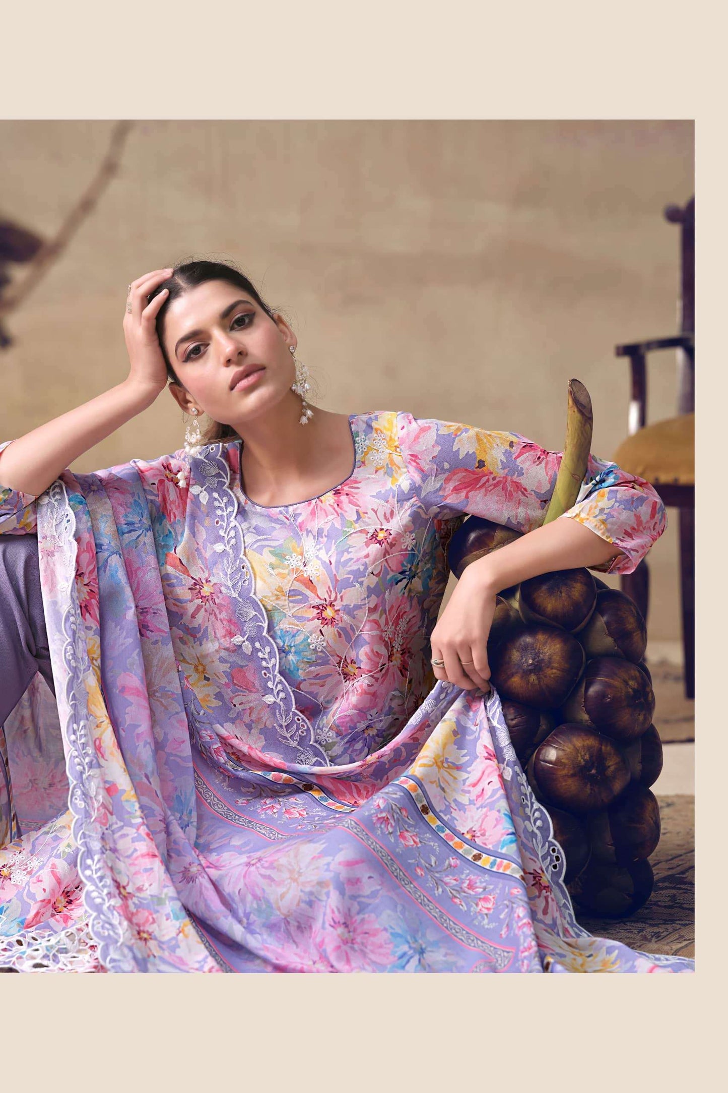 The Hermitage Shop Iznik Cotton Chikankari Dress Material