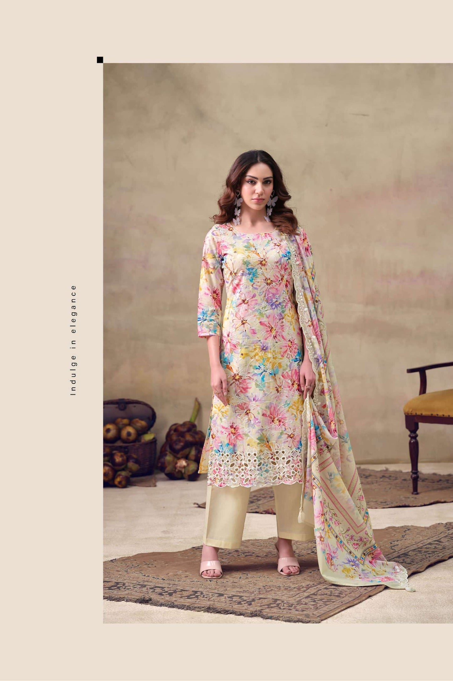 The Hermitage Shop Iznik Cotton Chikankari Dress Material