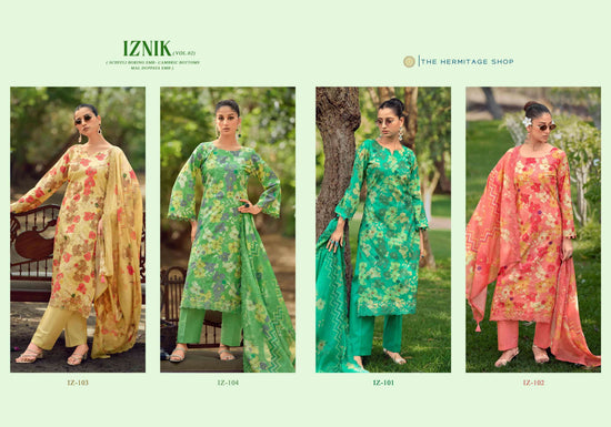 Hermitage Iznik Vol 2 Chikankari Cotton Lawn Dress Material Collection