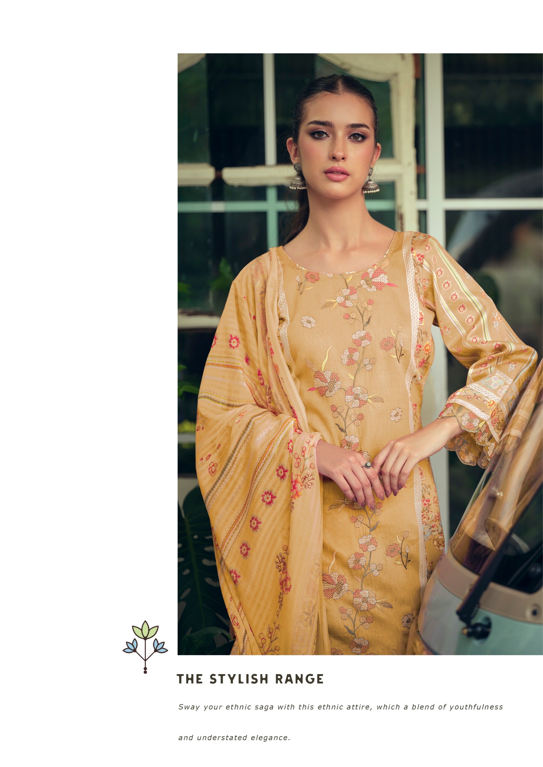 Hermitage Mazda Jam Satin Threadwork Embroidered Dress Material