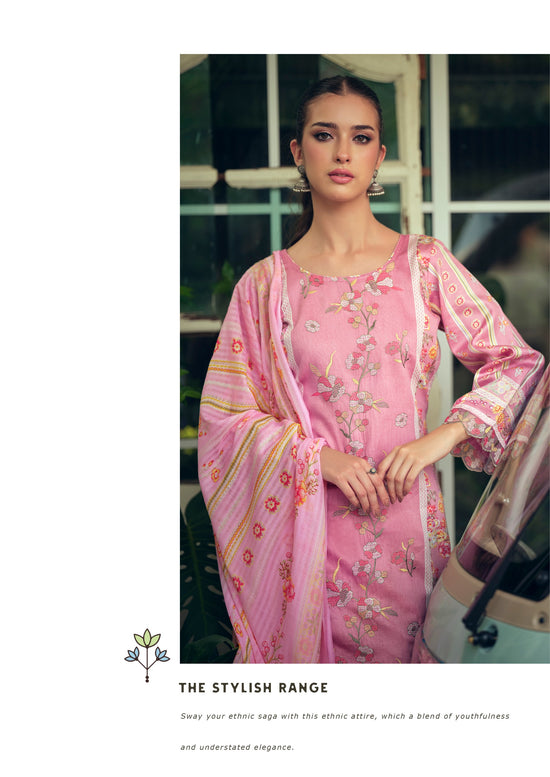 Hermitage Mazda Jam Satin Threadwork Embroidered Dress Material