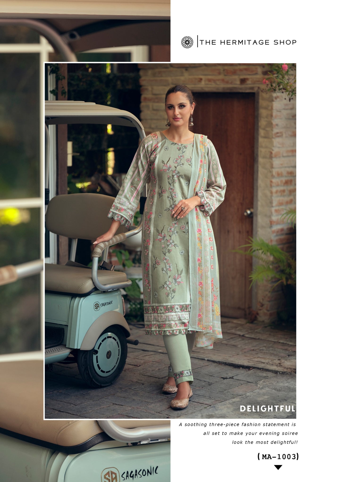 Hermitage Mazda Jam Satin Threadwork Embroidered Dress Material