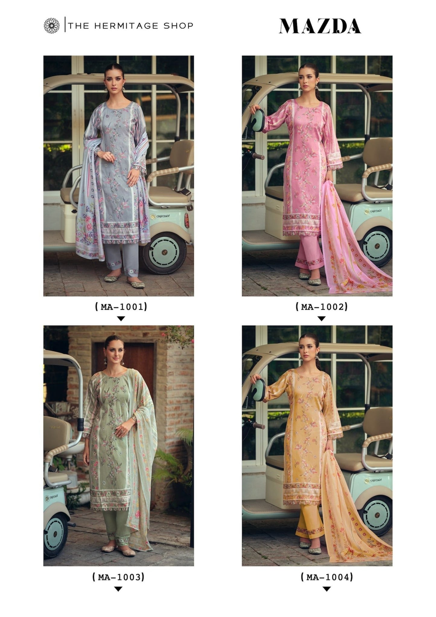 Hermitage Mazda Jam Satin Threadwork Embroidered Dress Material - Amrah Wholesale