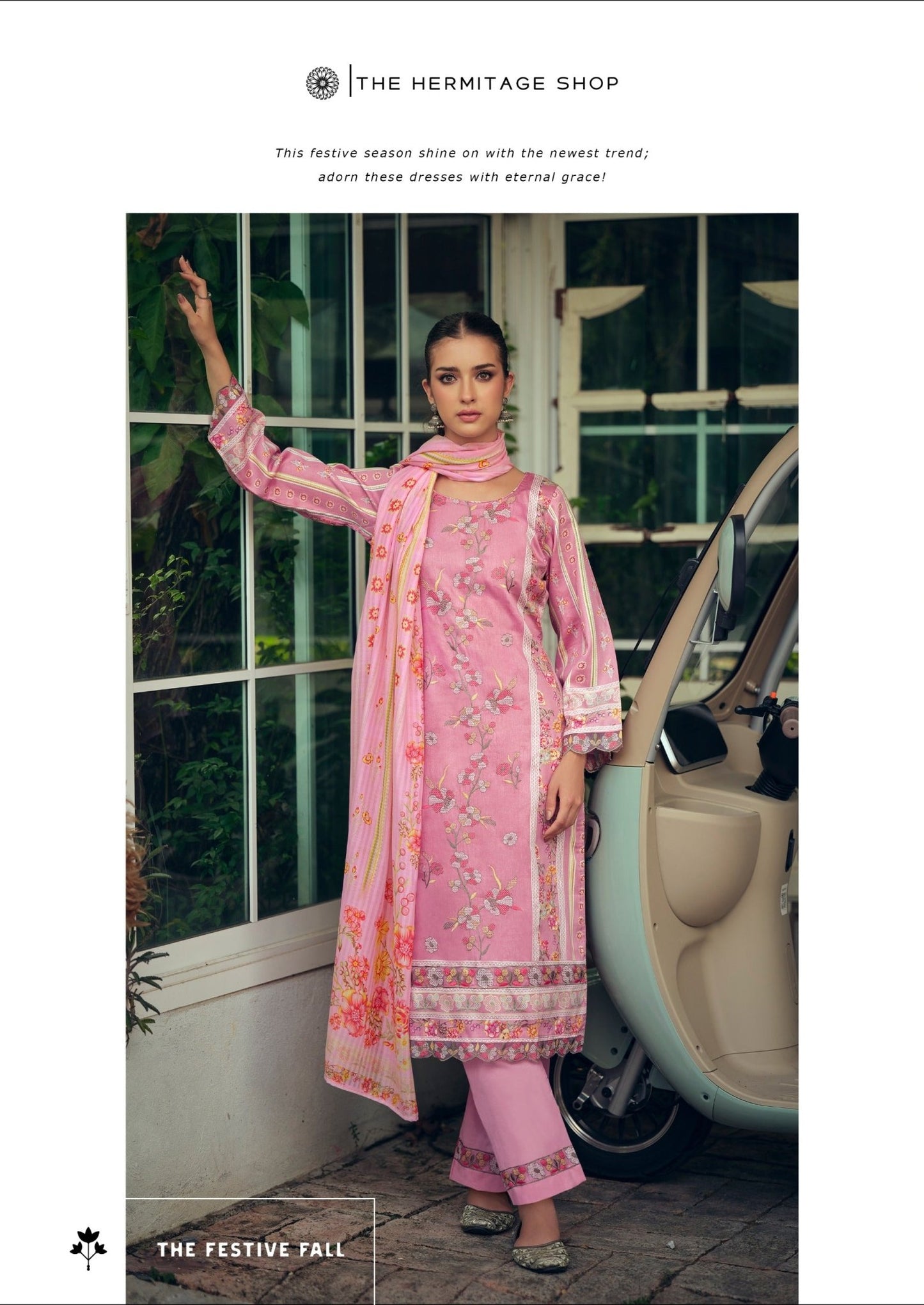 Hermitage Mazda Jam Satin Threadwork Embroidered Dress Material - Amrah Wholesale