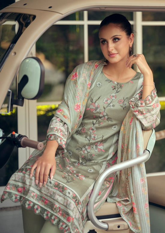 Hermitage Mazda Jam Satin Threadwork Embroidered Dress Material - Amrah Wholesale