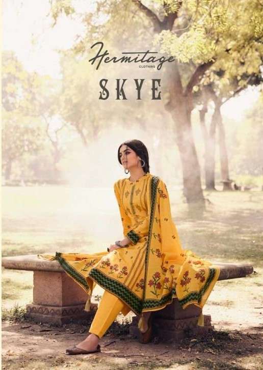 Hermitage Skye Pure Ajrakh Jam Satin Printed Dress Material