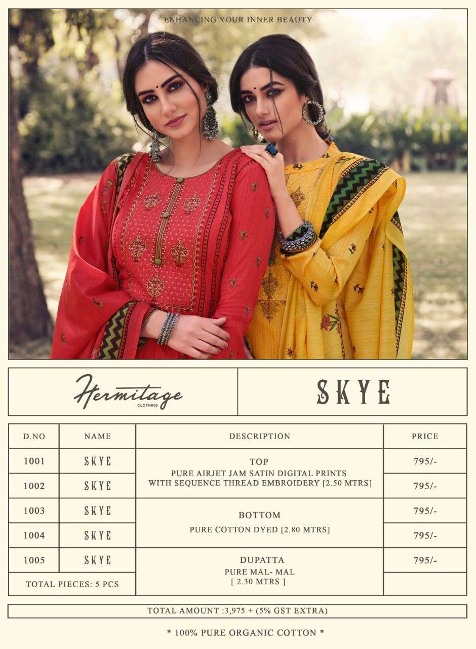 Hermitage Skye Pure Ajrakh Jam Satin Printed Dress Material