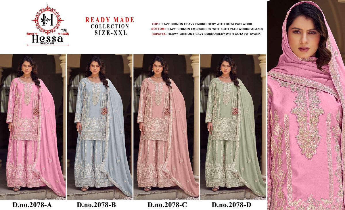 Hessa 2078 A To D Series Pakistani Suit Set Wholesale Catalogue - Amrah Wholesale