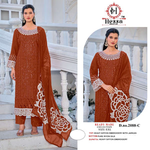 Hessa 2088 Chiffon Embroidered Pakistani Suit Set