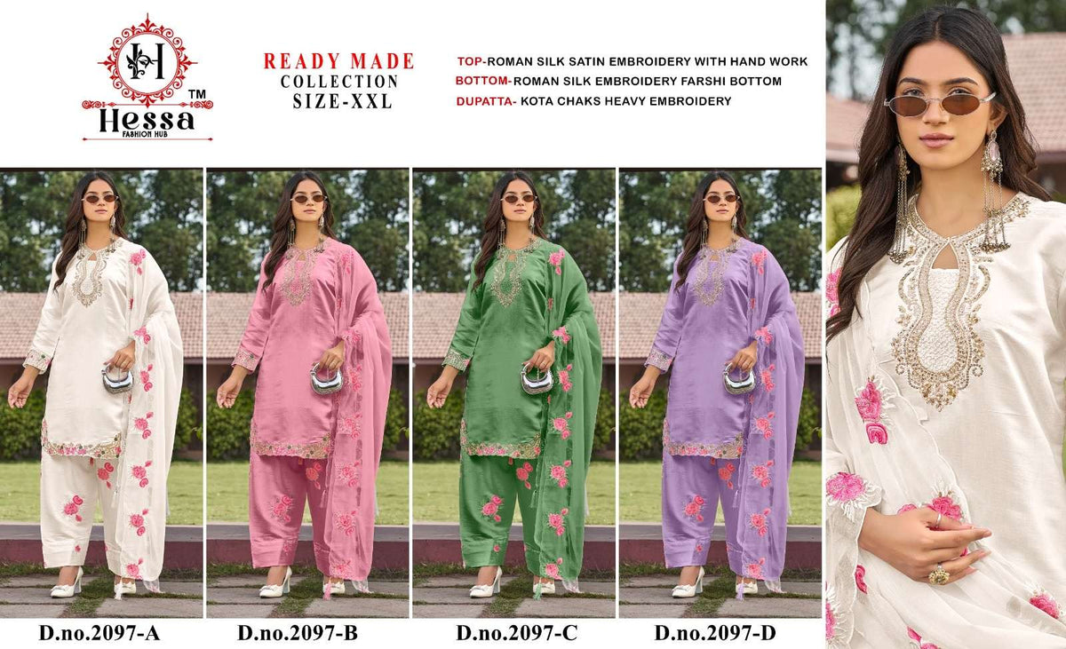 Hessa 2097 Roman Silk Pakistani Suit Wholesale Surat India - Amrah Wholesale