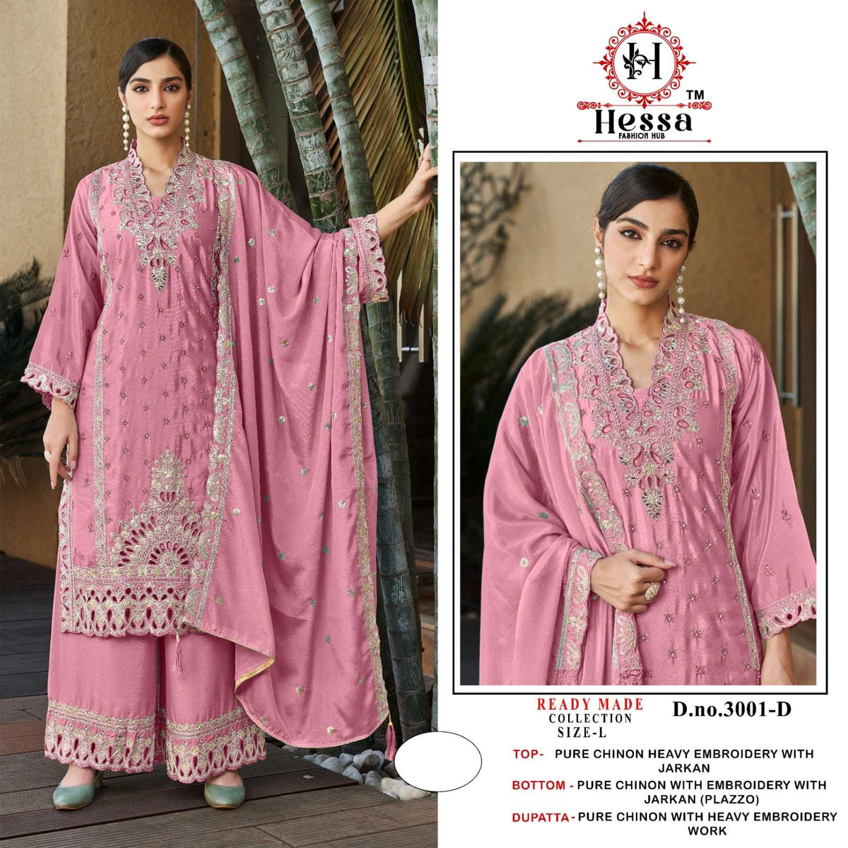 Hessa 3001 Chinon Pakistani Suit Set - Amrah Wholesale