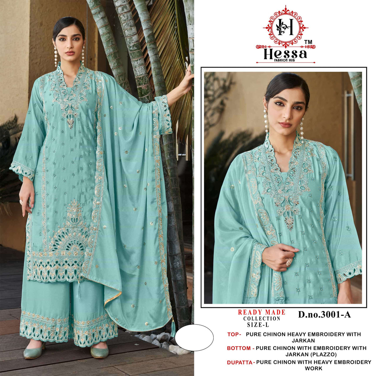 Hessa 3001 Chinon Pakistani Suit Set - Amrah Wholesale