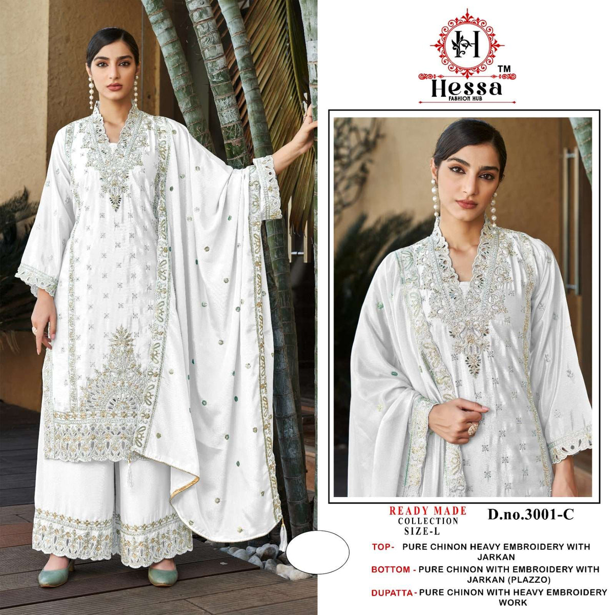 Hessa 3001 Chinon Pakistani Suit Set - Amrah Wholesale