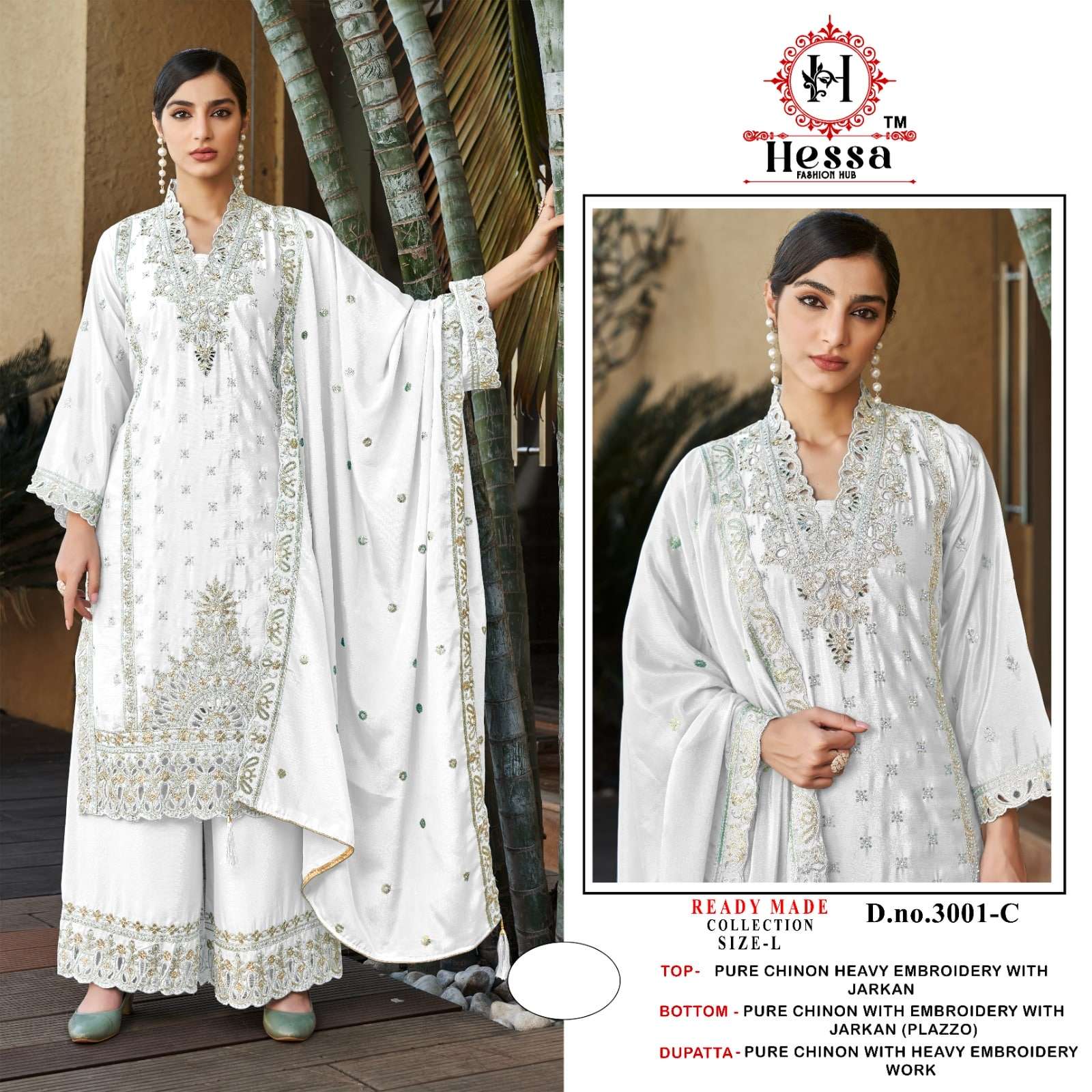 Hessa 3001 Chinon Pakistani Suit Set - Amrah Wholesale