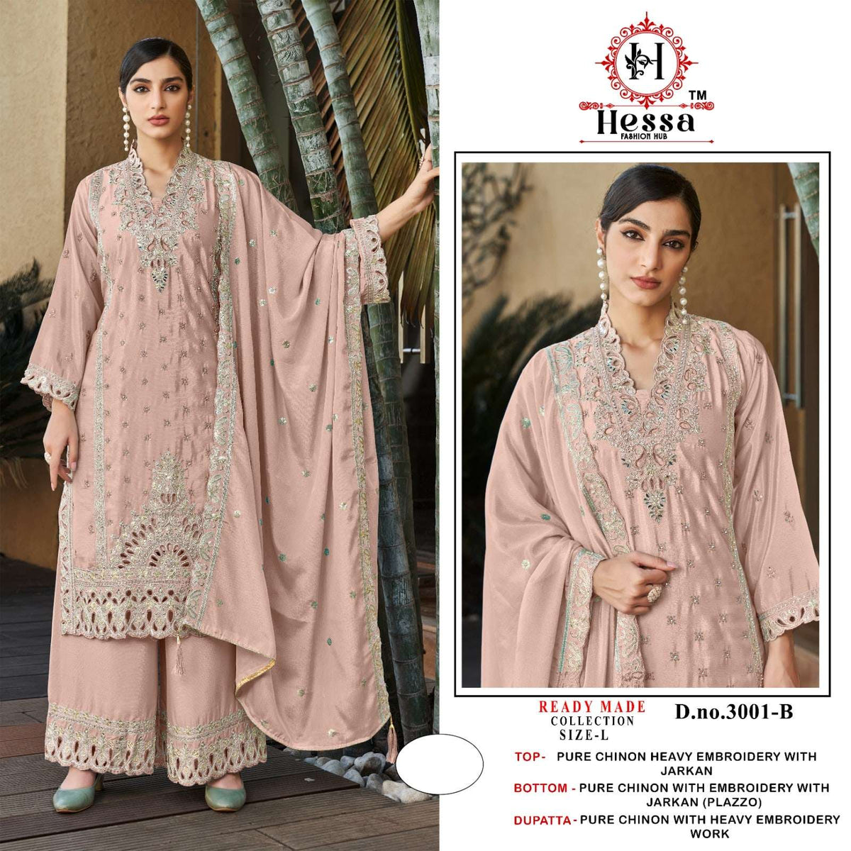 Hessa 3001 Chinon Pakistani Suit Set - Amrah Wholesale