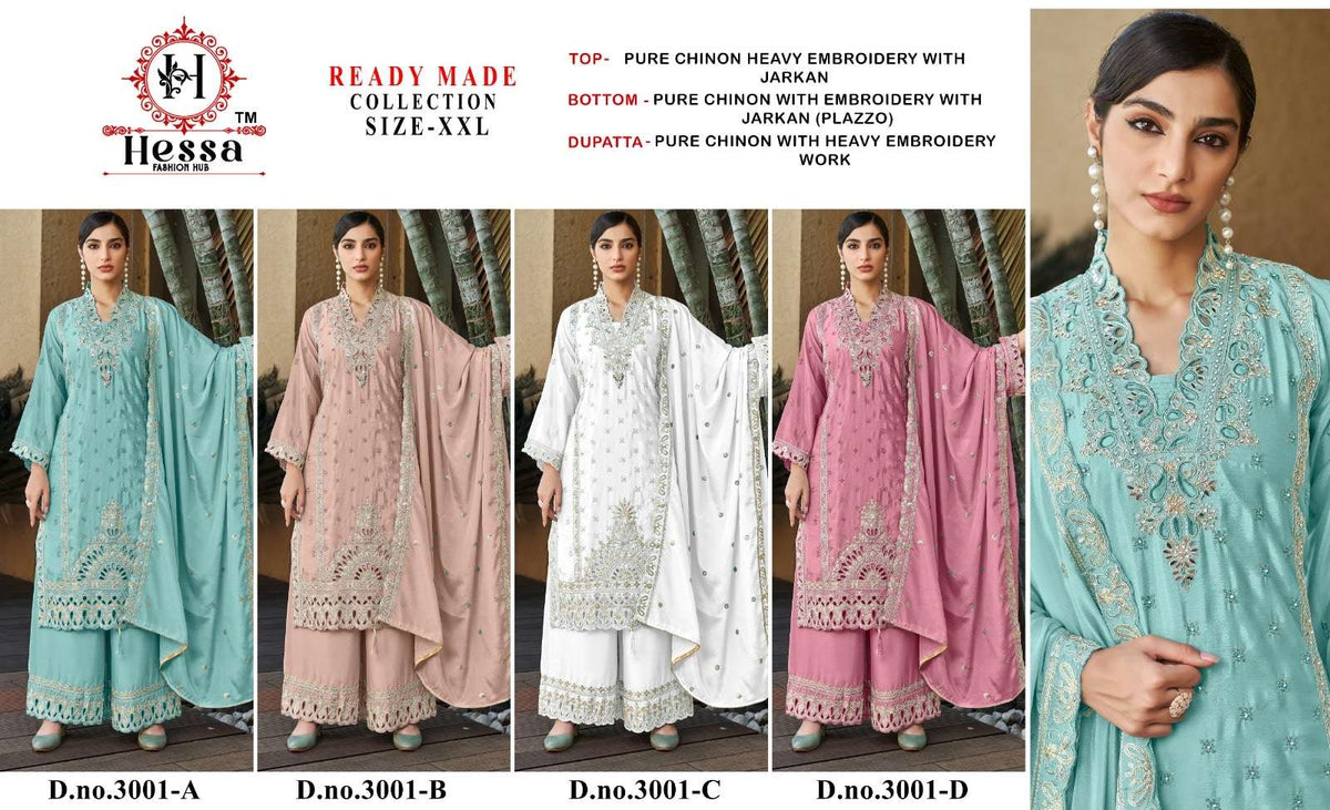 Hessa 3001 Chinon Pakistani Suit Set - Amrah Wholesale