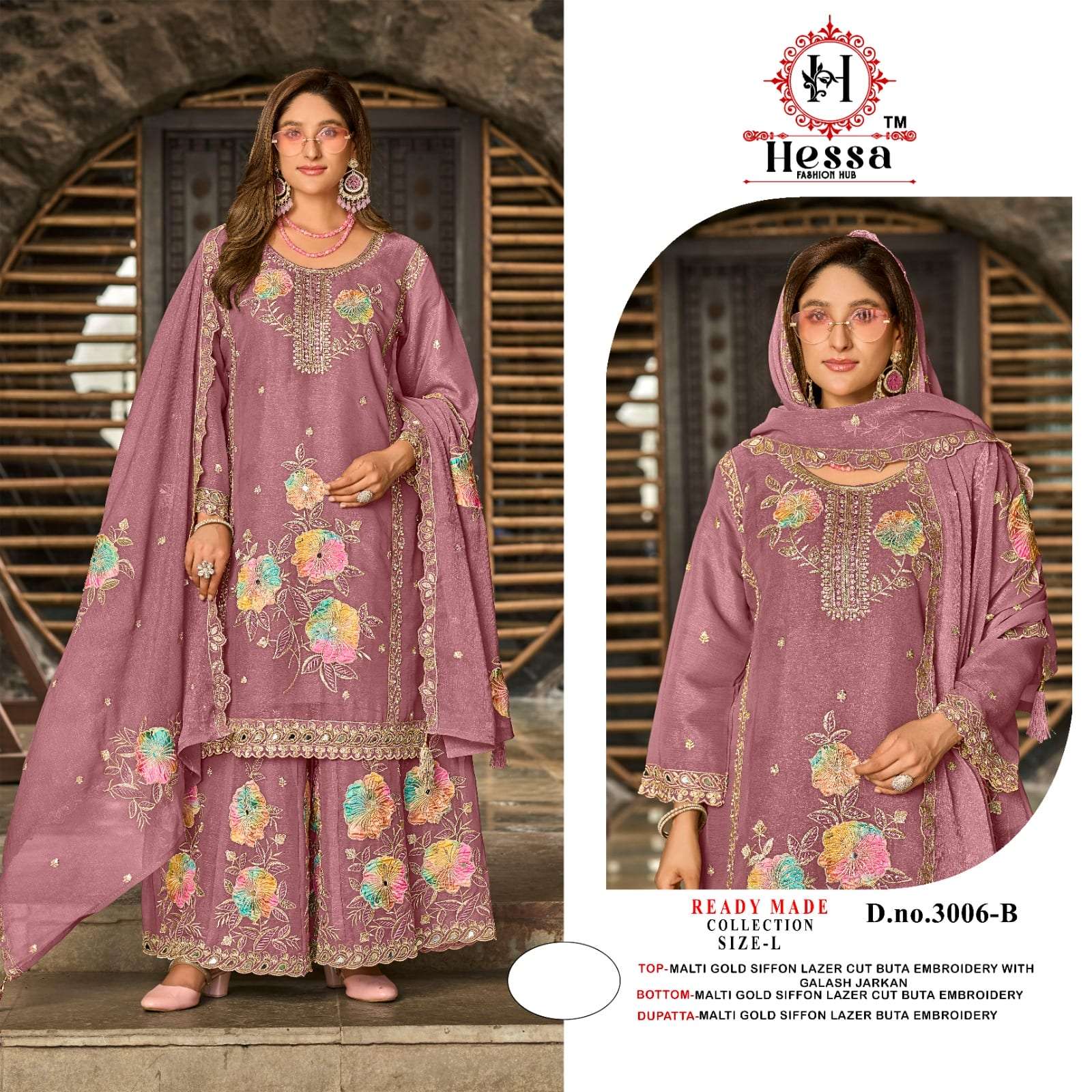 HESSA 3006 Chiffon Pakistani Suit Set