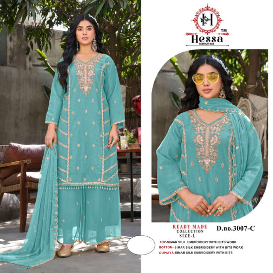 Hessa 3007 Simmer Silk Embroidery Pakistani Suit Set - Amrah Wholesale