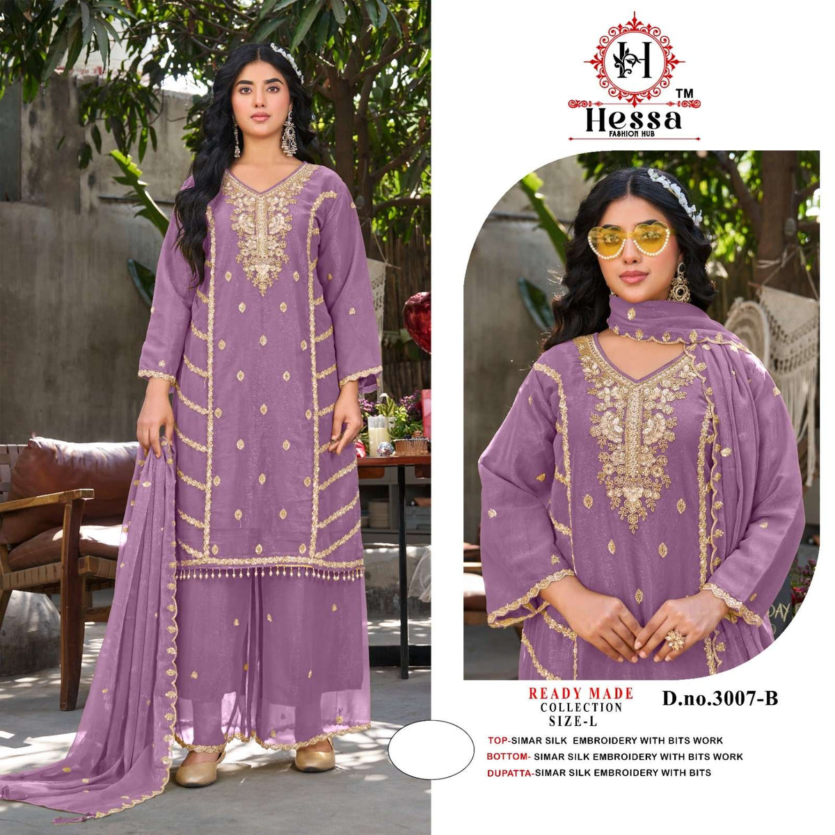 Hessa 3007 Simmer Silk Embroidery Pakistani Suit Set - Amrah Wholesale