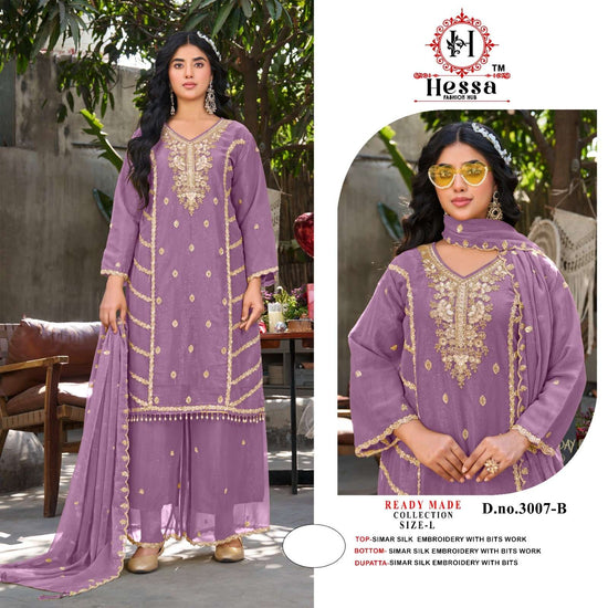 Hessa 3007 Simmer Silk Embroidery Pakistani Suit Set - Amrah Wholesale