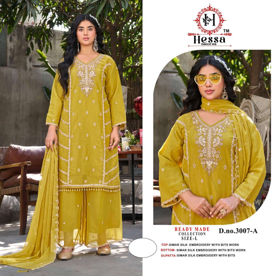 Hessa 3007 Simmer Silk Embroidery Pakistani Suit Set - Amrah Wholesale