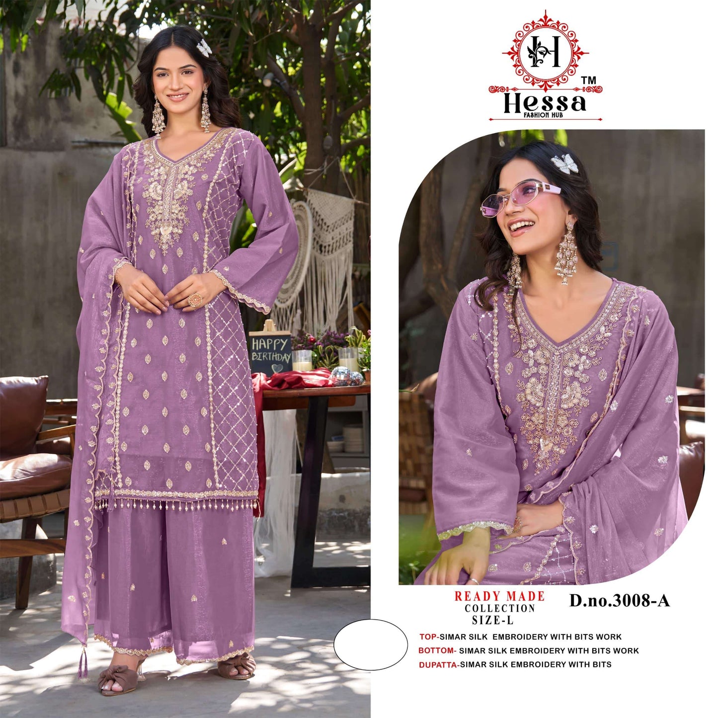 HESSA 3008 Simmer Silk Embroidered Pakistani Suit Set
