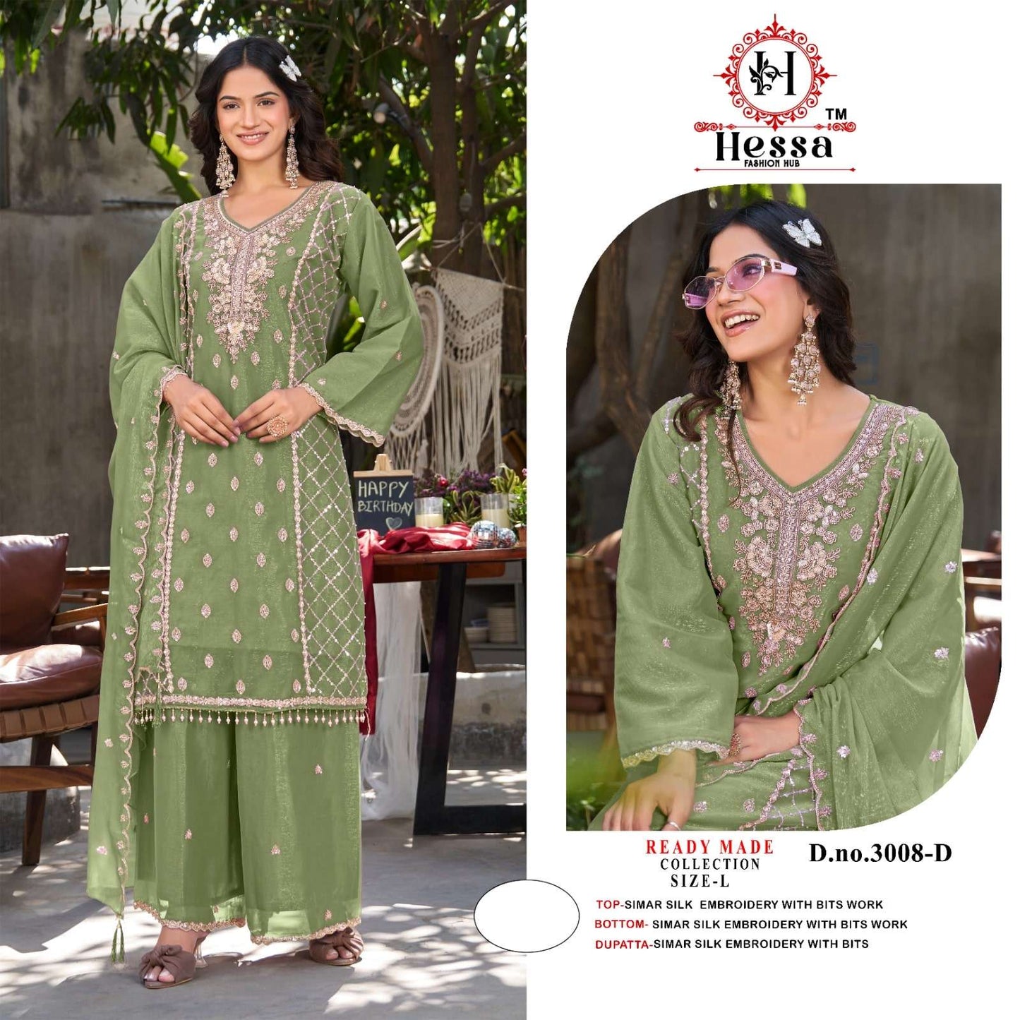 HESSA 3008 Simmer Silk Embroidered Pakistani Suit Set