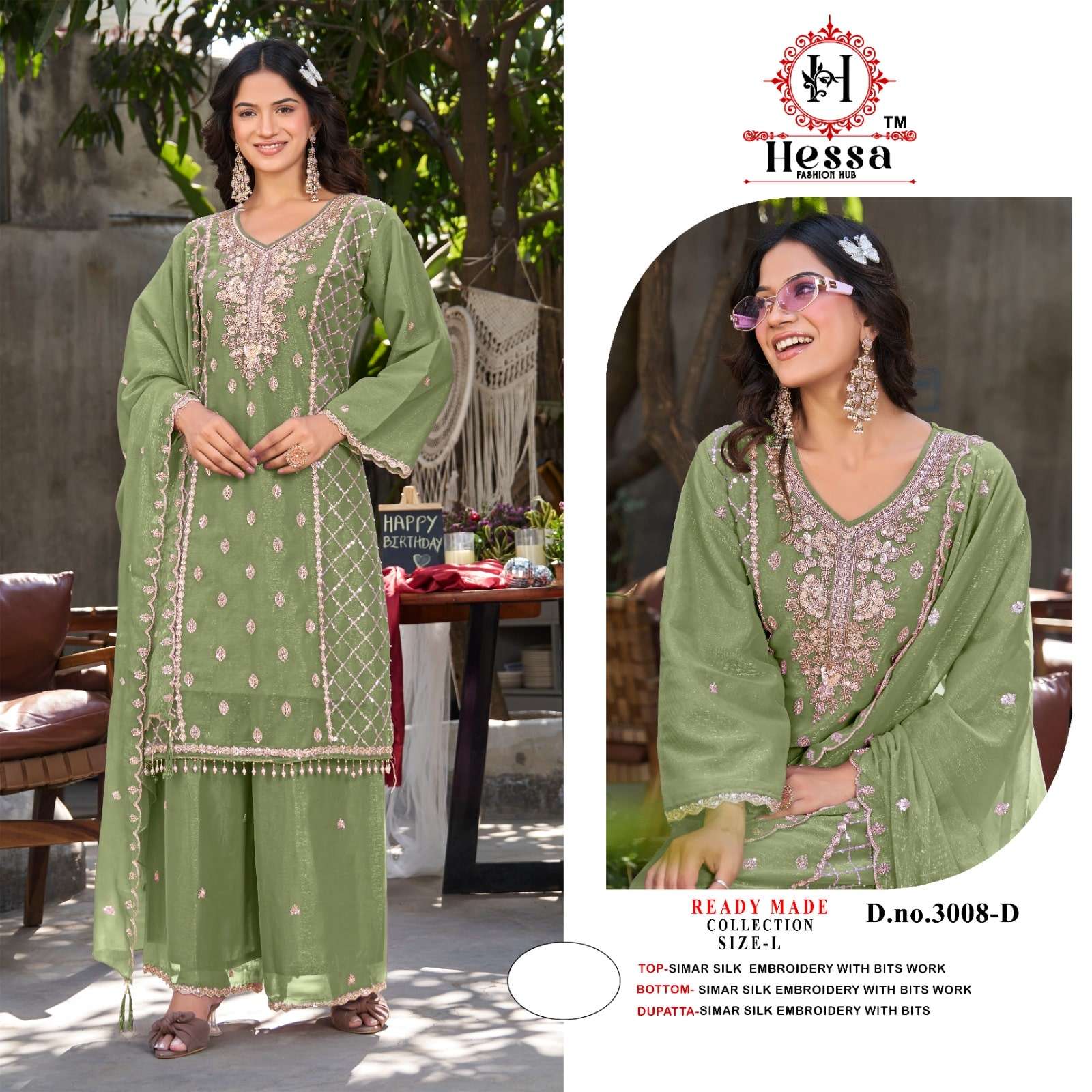 HESSA 3008 Simmer Silk Embroidered Pakistani Suit Set