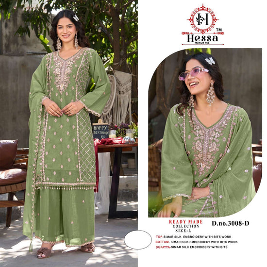 HESSA 3008 Simmer Silk Embroidered Pakistani Suit Set