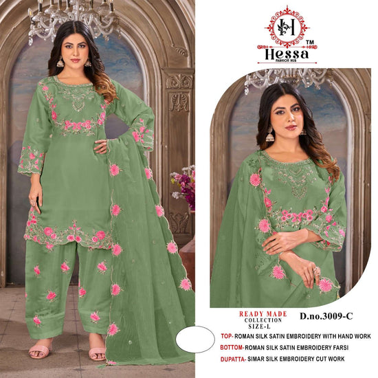 HESSA 3009 A TO D SERIES Roman Satin Pakistani Suit Set - Amrah Wholesale