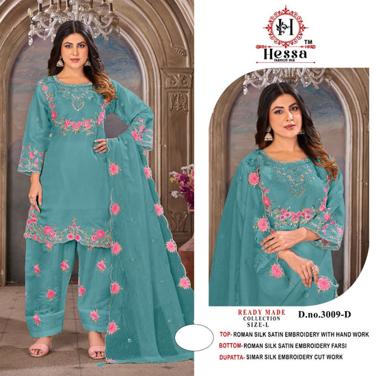 HESSA 3009 A TO D SERIES Roman Satin Pakistani Suit Set - Amrah Wholesale