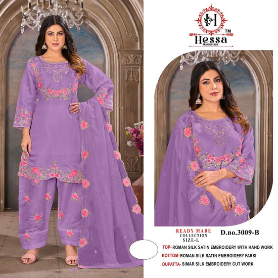 HESSA 3009 A TO D SERIES Roman Satin Pakistani Suit Set - Amrah Wholesale