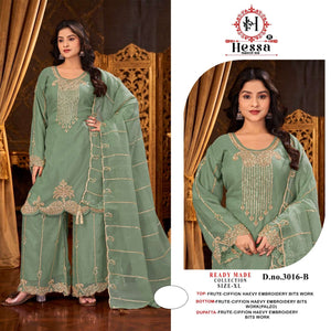 HESSA 3016 Silk Embroidery with Hand Work Pakistani Suit Set