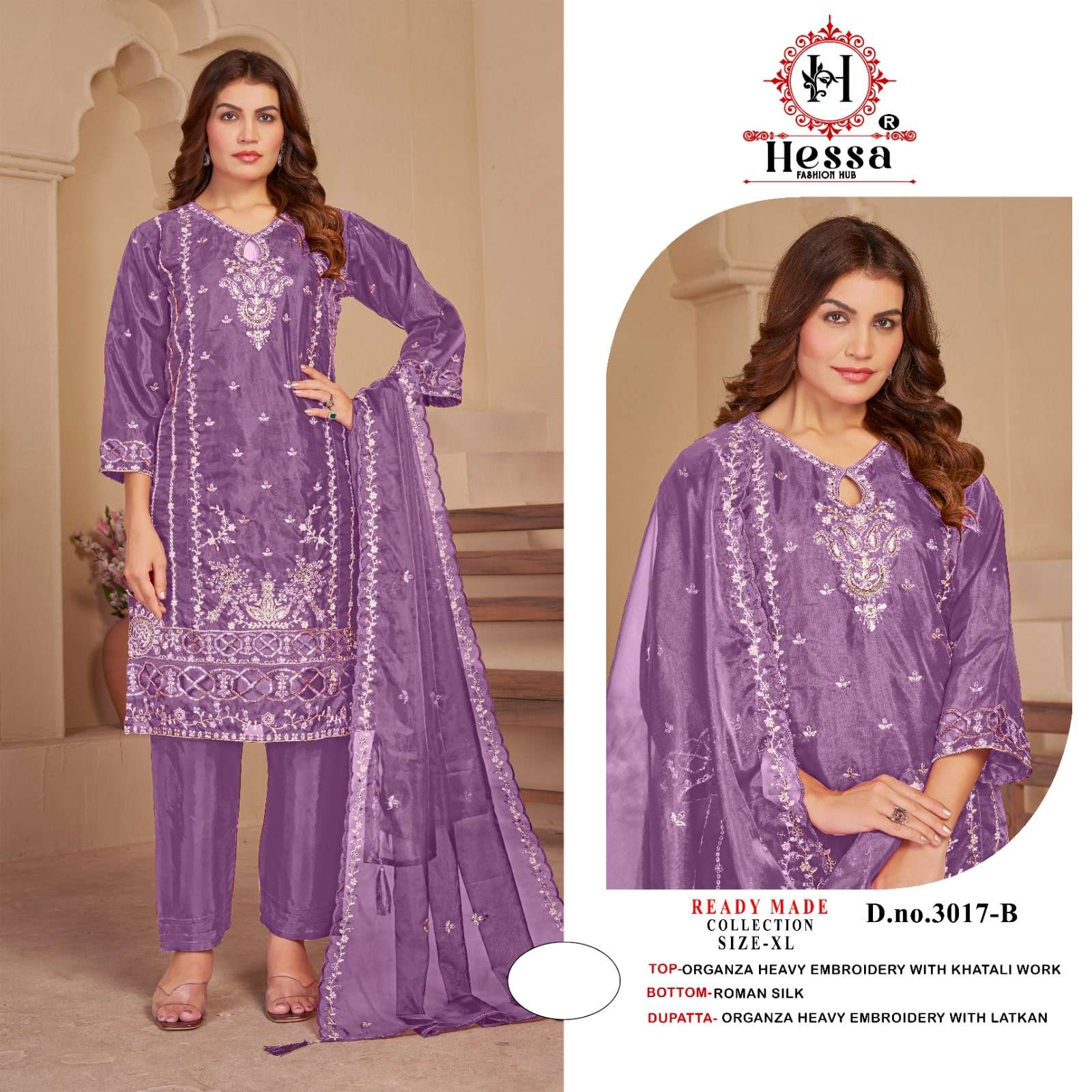 HESSA 3017 Organza Pakistani Suit Set